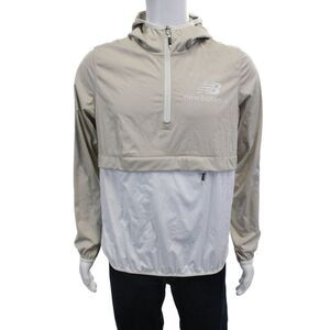 New Balance Mens Pullover Hoodie Beige Zip High Neck Long Sleeve Size L